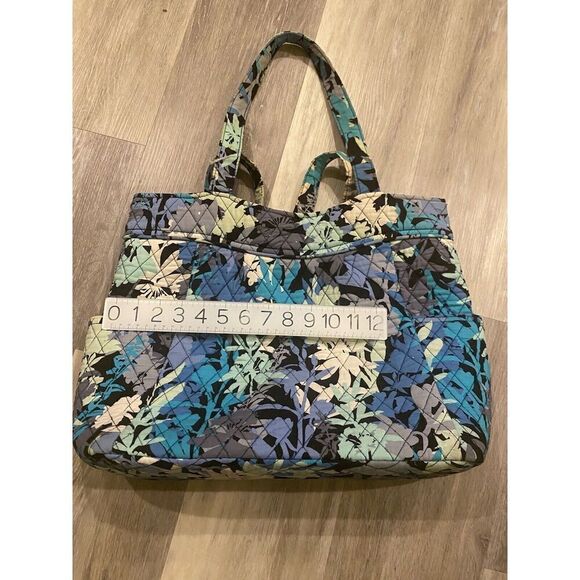 Vera Bradley-CAMO FLORAL-Pleated Tote Quilted Cotton Travel Designer Bag - Picture 9 of 16